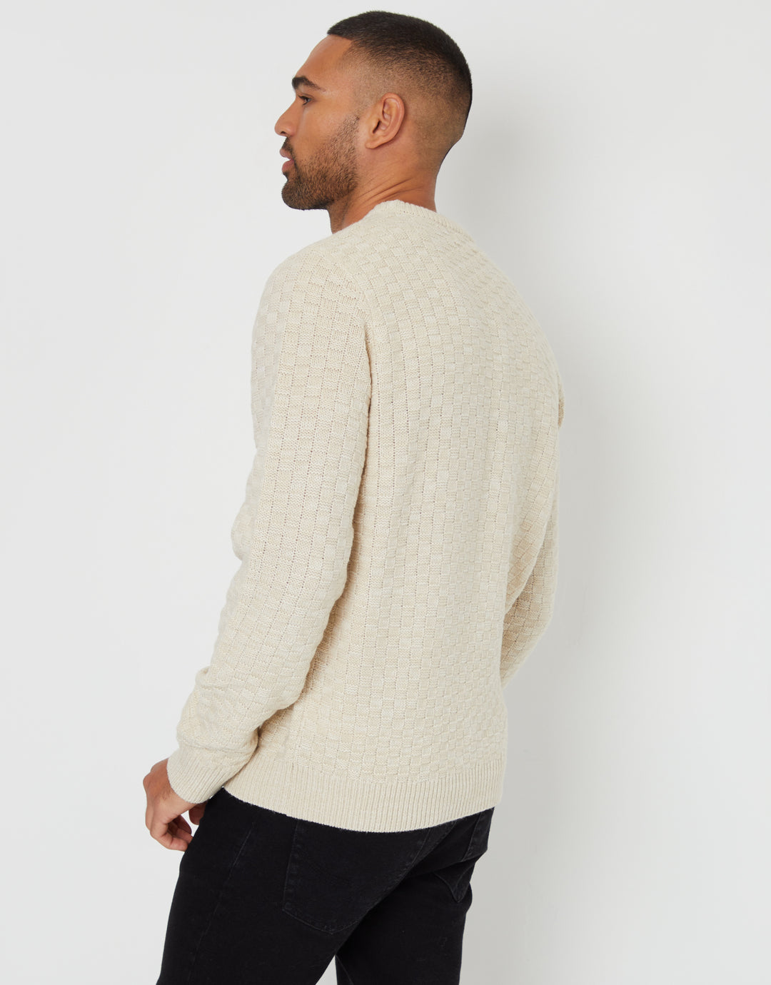 Ecru Knitted Crew Neck Jumper