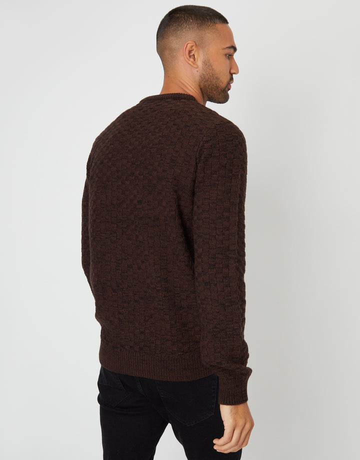 Brown Knitted Crew Neck Jumper