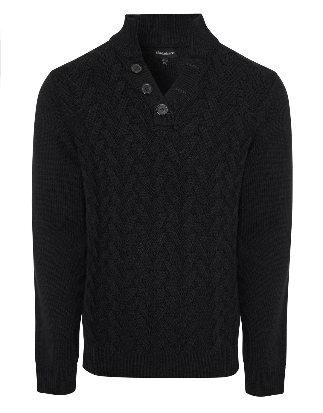 Black Mock Neck Funnel Neck Cable Knit Jumper