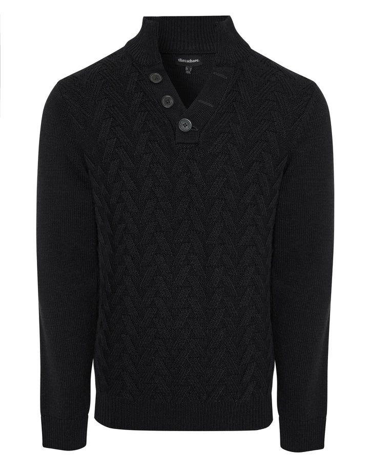 Black Mock Neck Funnel Neck Cable Knit Jumper