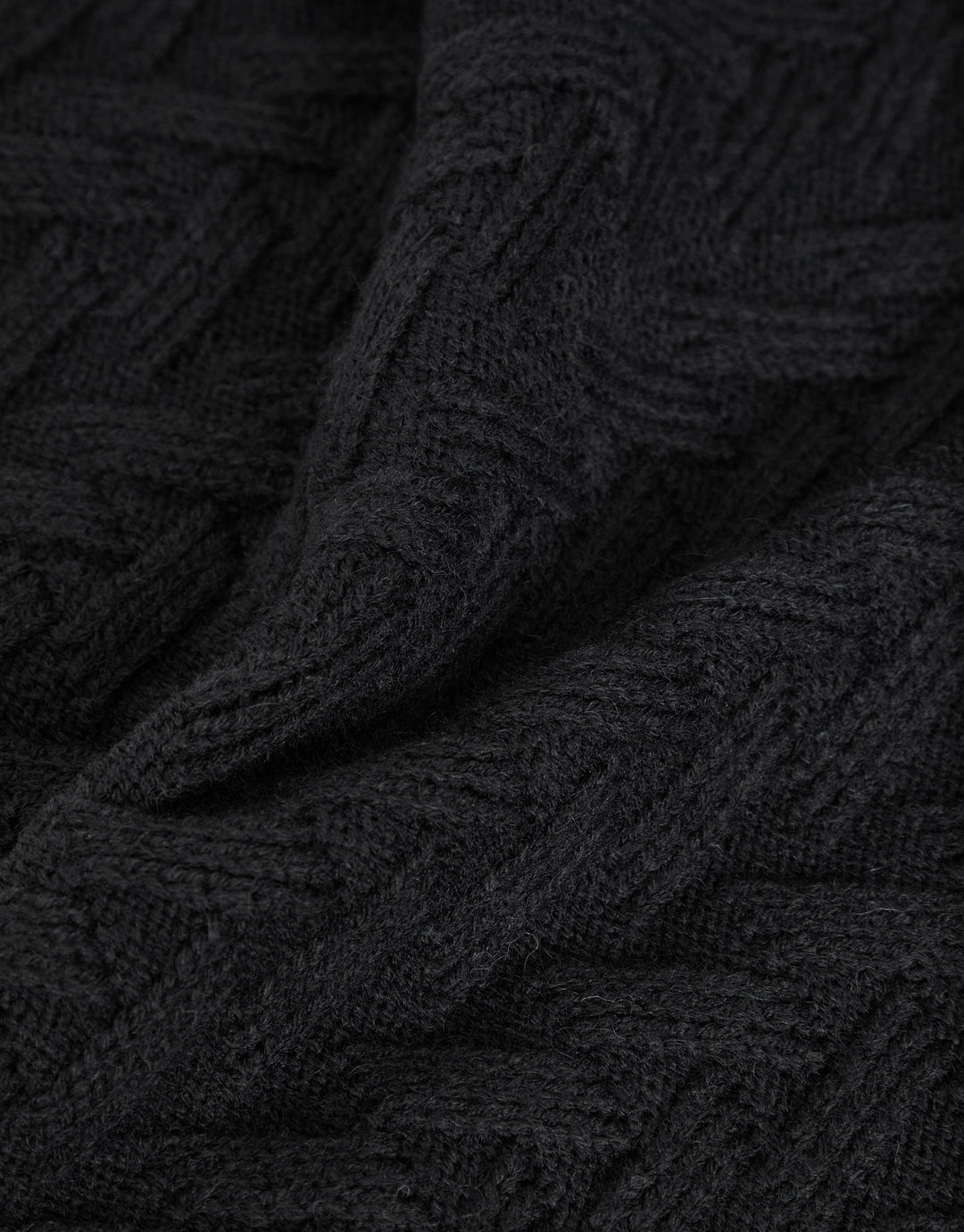 Black Mock Neck Funnel Neck Cable Knit Jumper