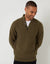Khaki Green Mock Neck Funnel Neck Cable Knit Jumper