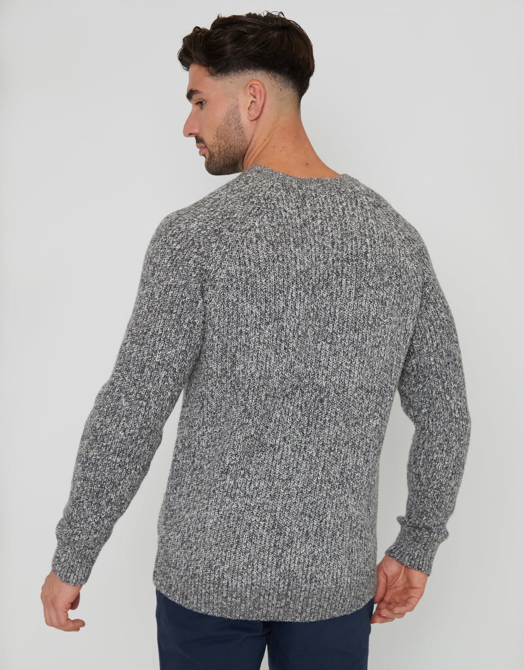 Grey Marl Raglan Sleeve Crew Neck Jumper