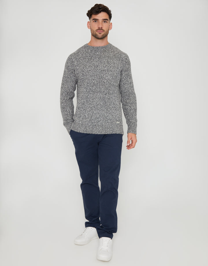 Grey Marl Raglan Sleeve Crew Neck Jumper