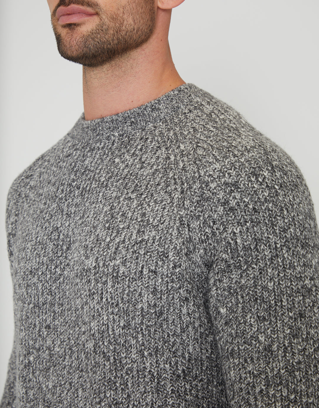 Grey Marl Raglan Sleeve Crew Neck Jumper