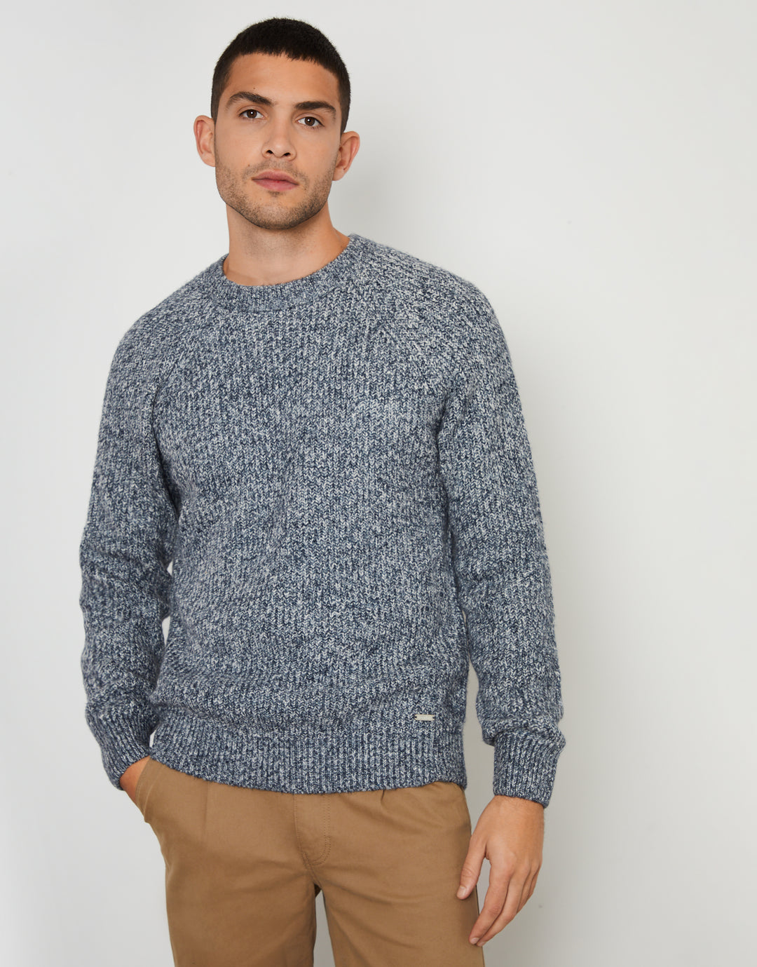 Navy Raglan Sleeve Crew Neck Jumper