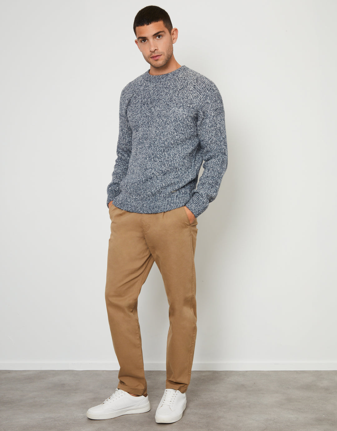 Navy Raglan Sleeve Crew Neck Jumper