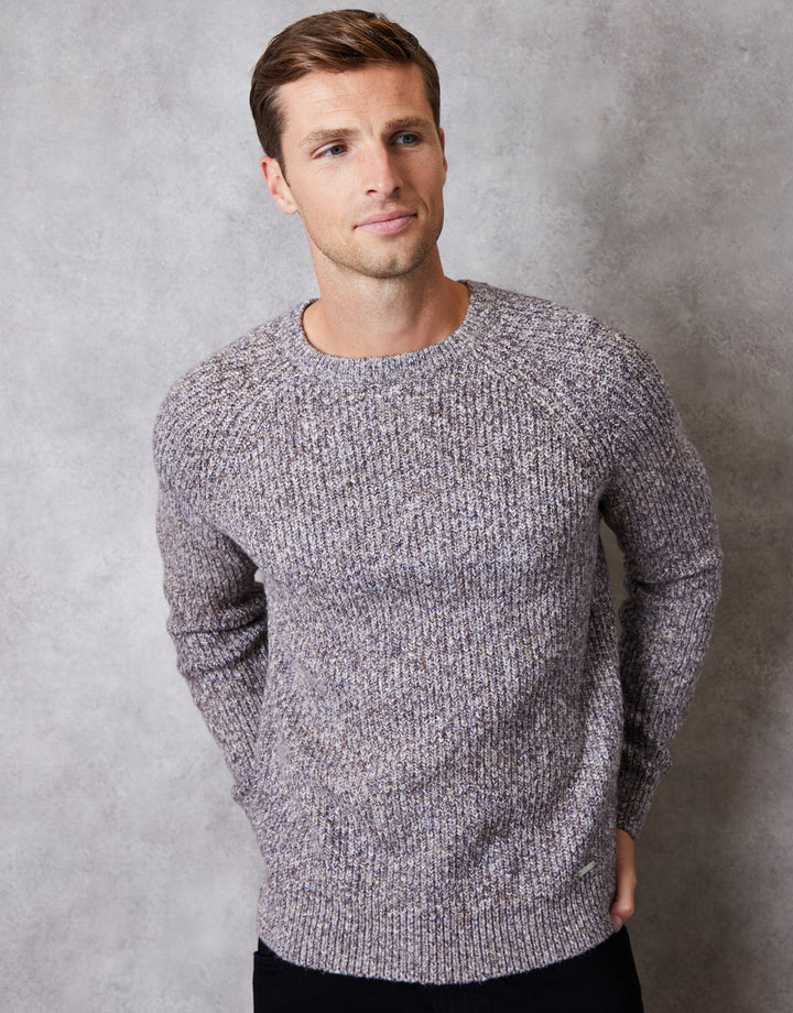 Brown Raglan Sleeve Crew Neck Jumper