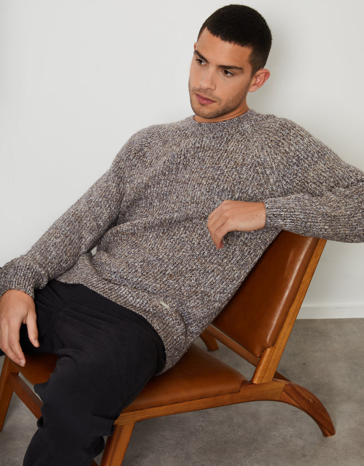 Brown Raglan Sleeve Crew Neck Jumper