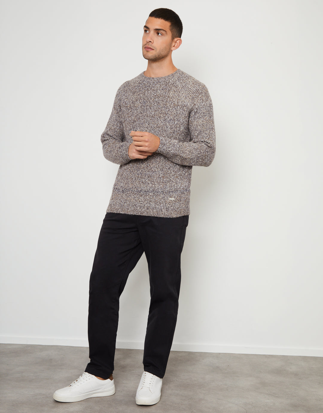 Brown Raglan Sleeve Crew Neck Jumper