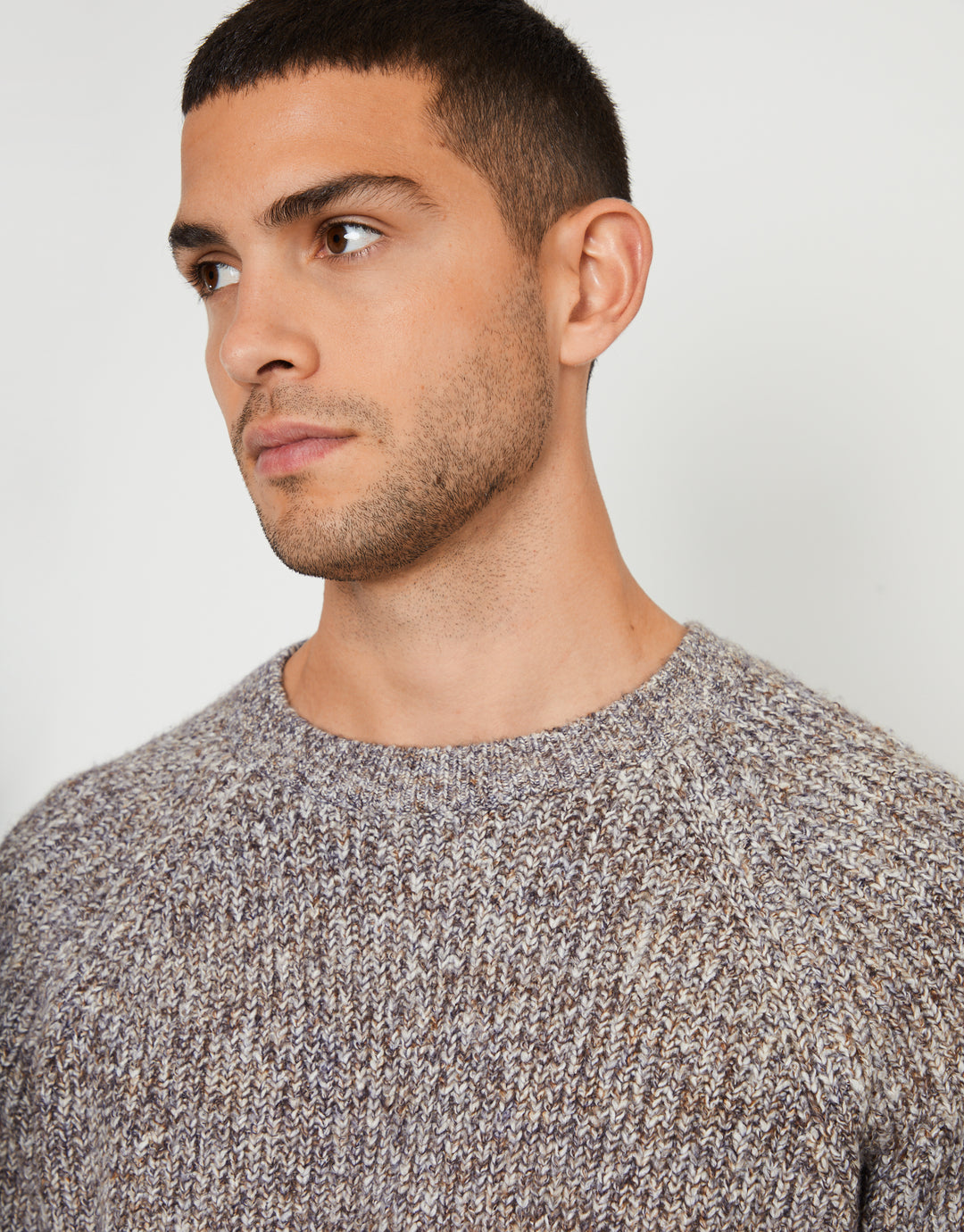 Brown Raglan Sleeve Crew Neck Jumper