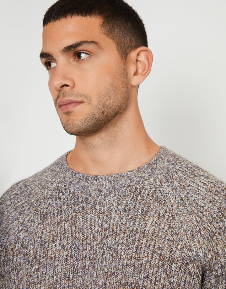 Brown Raglan Sleeve Crew Neck Jumper