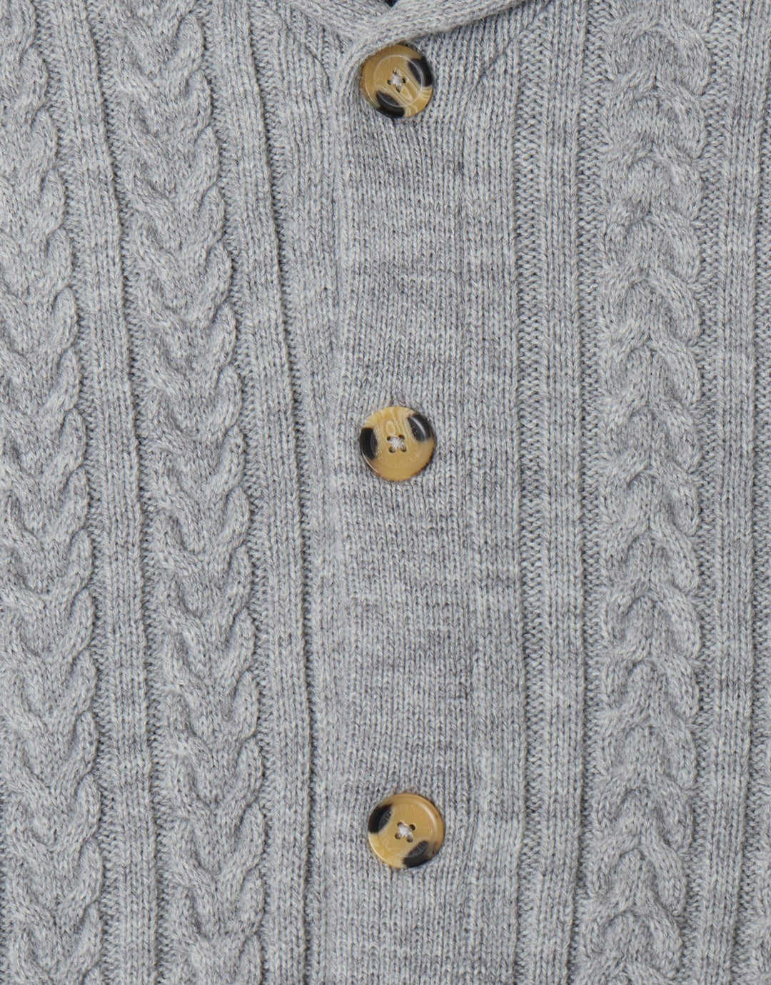 Threadbare Cable Knit Shawl Cardigan in Grey Marl - button detail