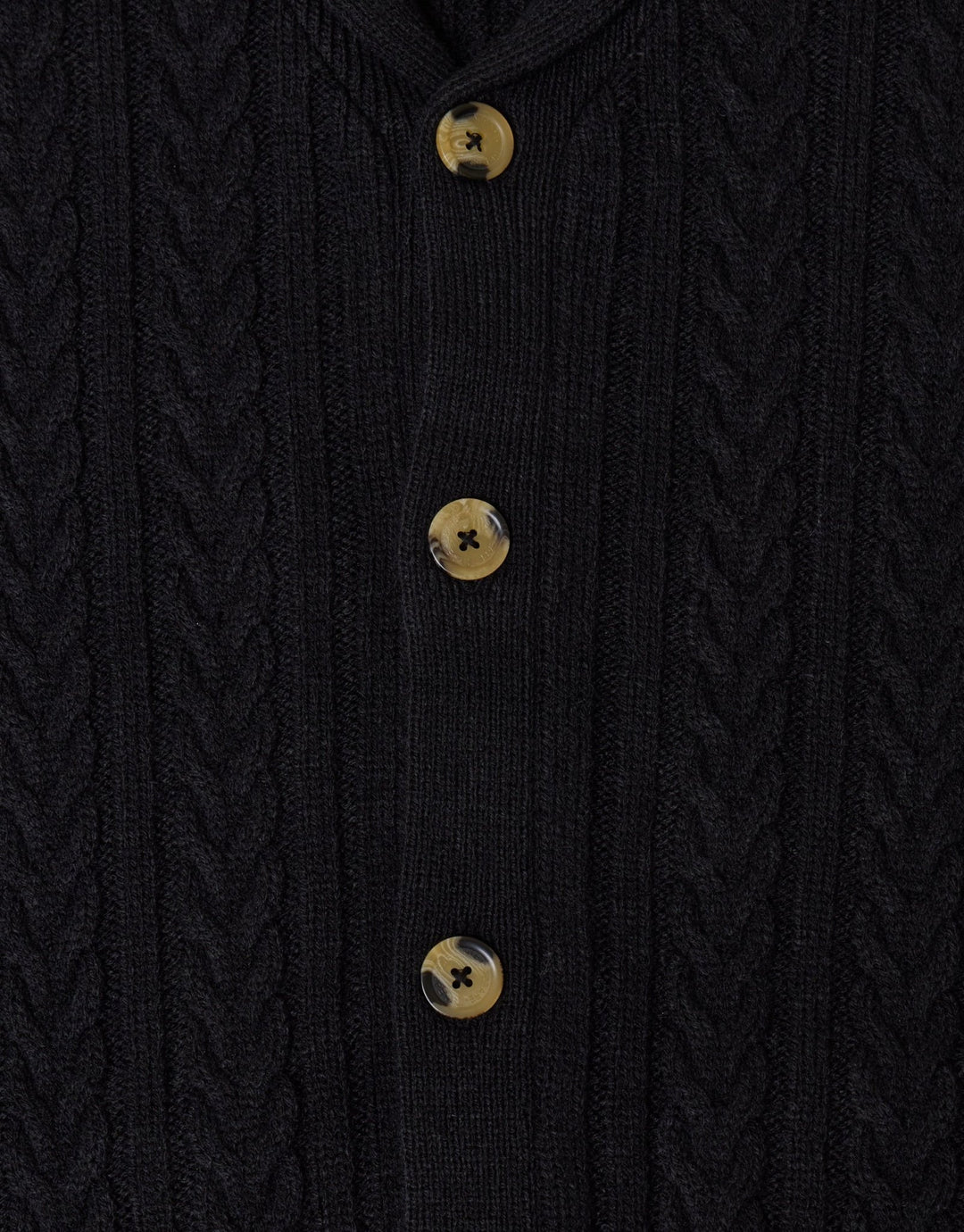 Cable Knit Shawl Cardigan in Black
