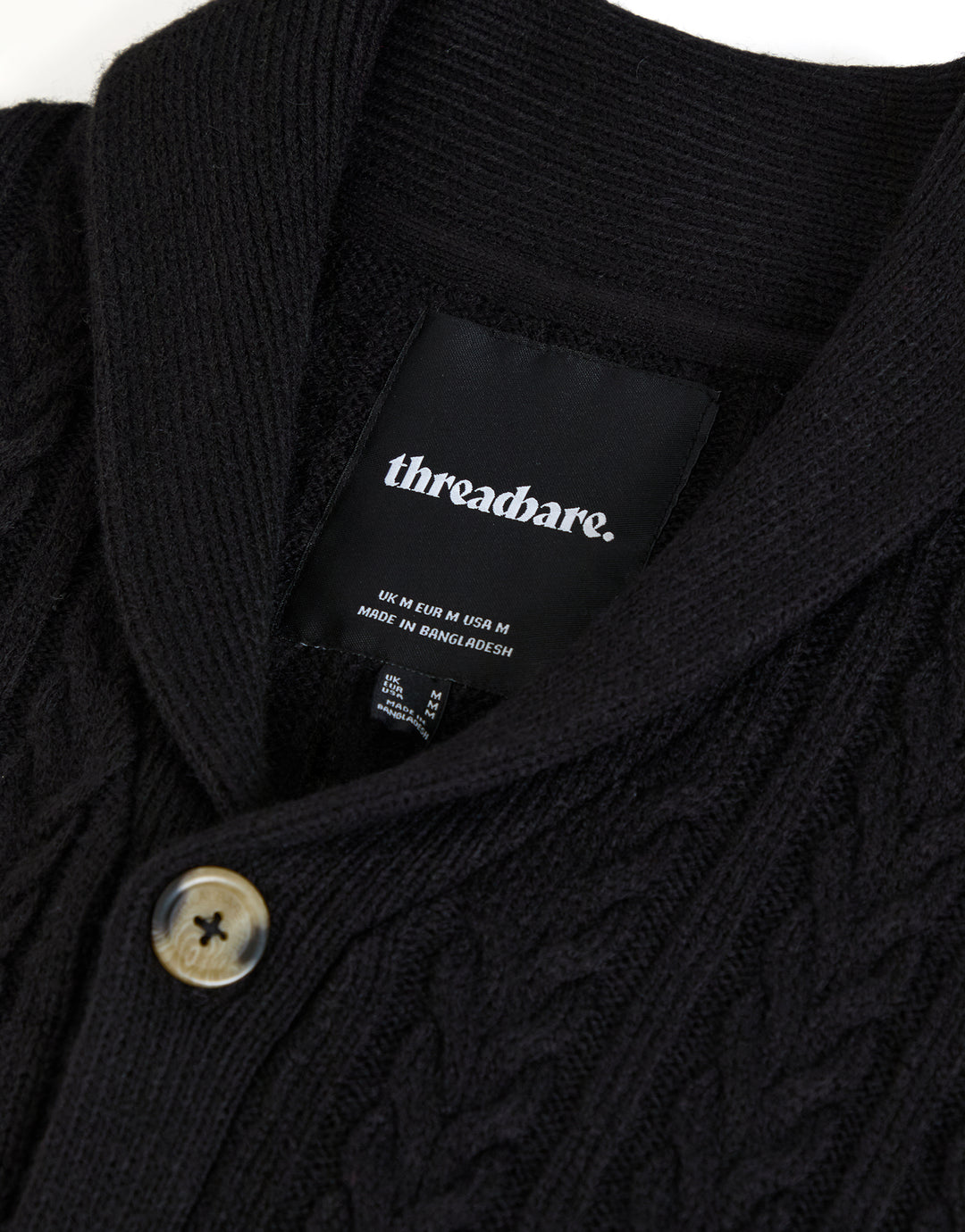 Black Cable Knit Shawl Cardigan