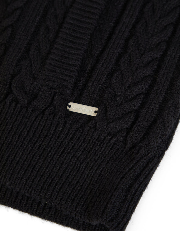 Black Cable Knit Shawl Cardigan