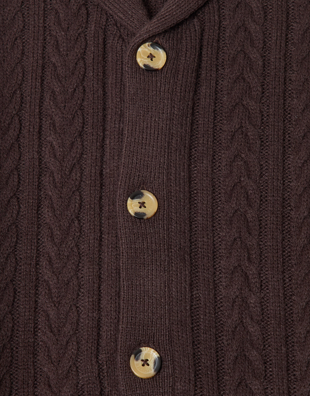 Threadbare Wool Blend Shawl Collar Cardigan in Chocolate Brown - detail 