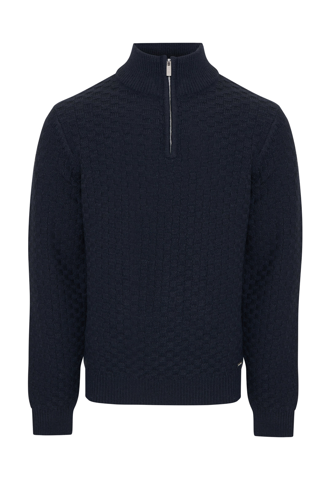 Navy Basket Stitch Quarter Zip Jumper