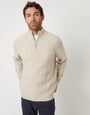 Ecru Cable Knit Detail Quarter Zip Jumper