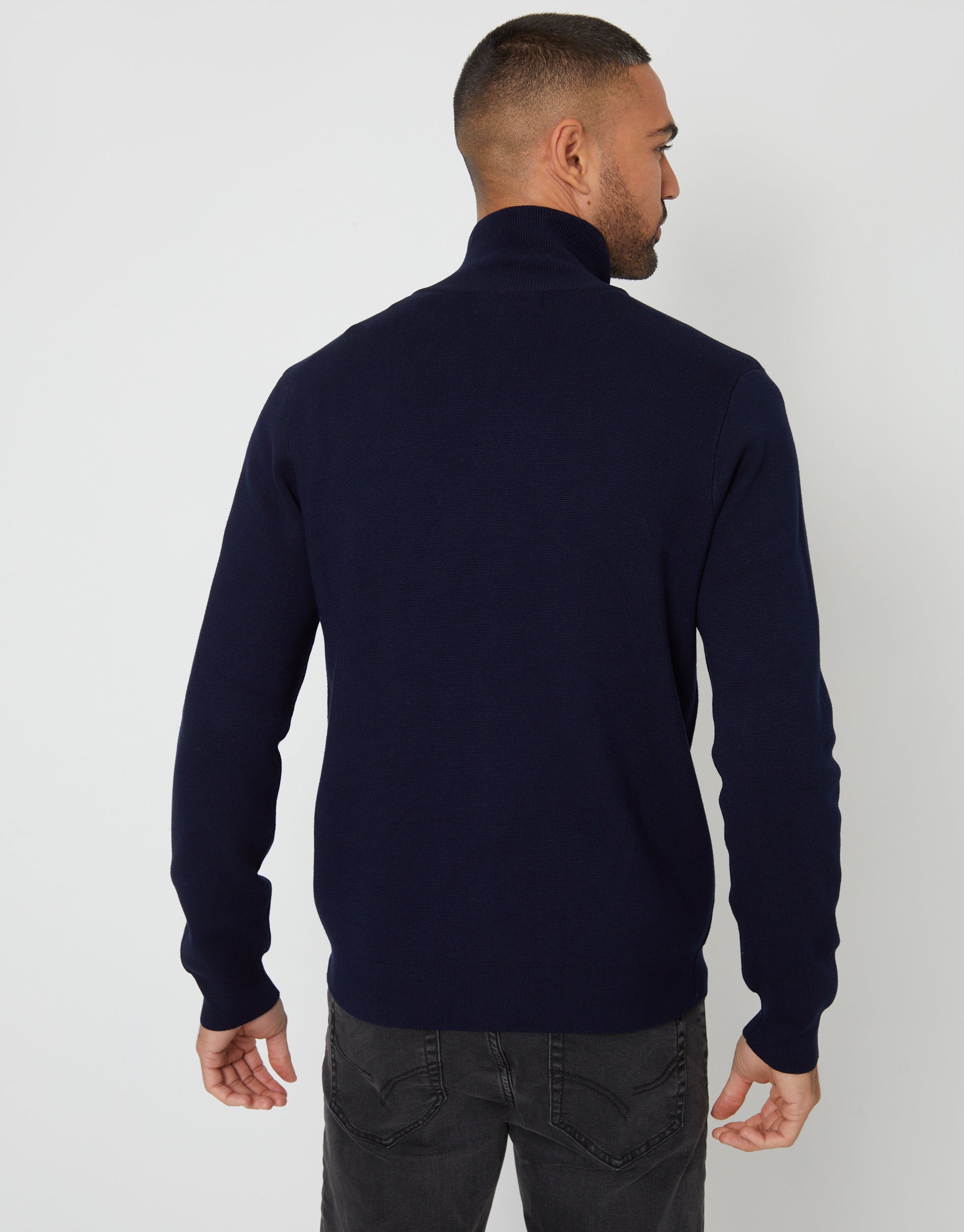 Threadbare Men's Zip Funnel Neck Cardigan in Navy