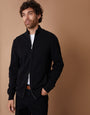 Black Zip-Through Funnel Neck Knitted Cardigan