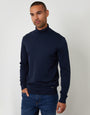 Threadbare Knitted Roll Neck Jumper in Navy - front view