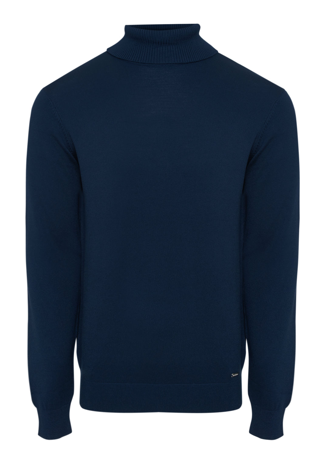 Threadbare Knitted Roll Neck Jumper in Navy - flat lay