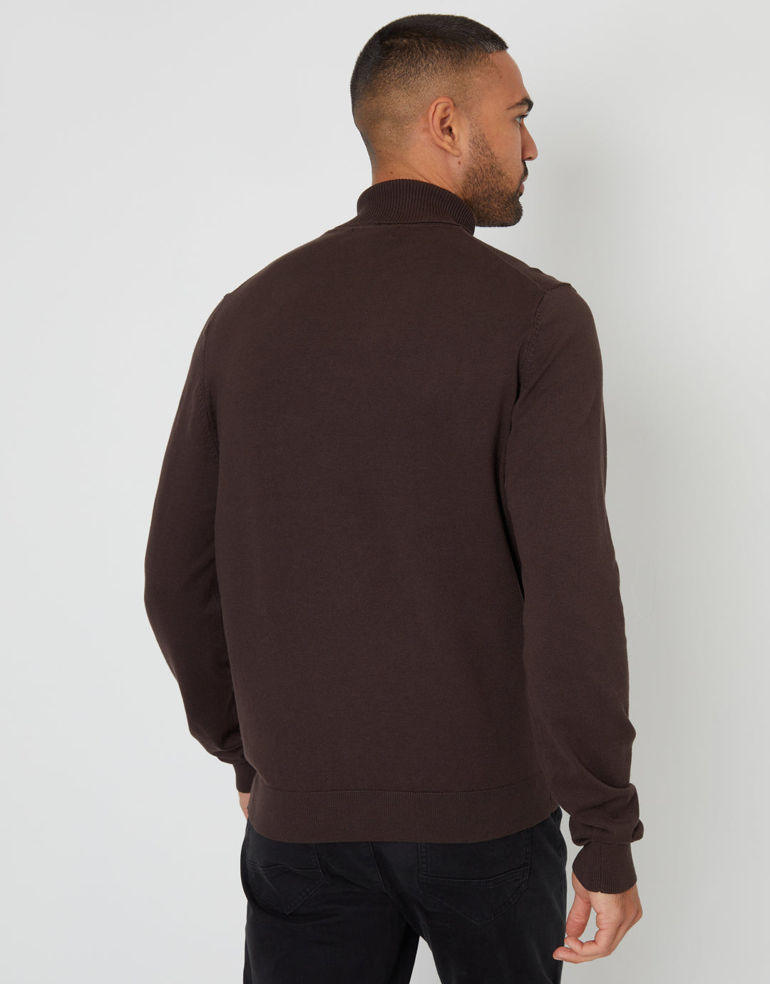 Brown Knitted Roll Neck Jumper