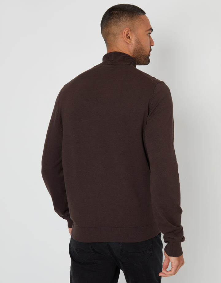 Brown Knitted Roll Neck Jumper