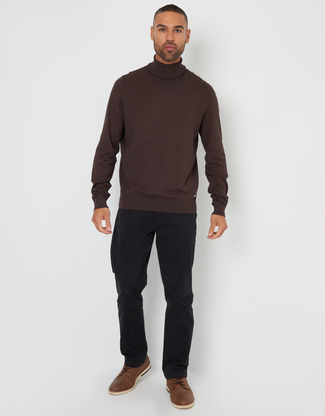 Brown Knitted Roll Neck Jumper