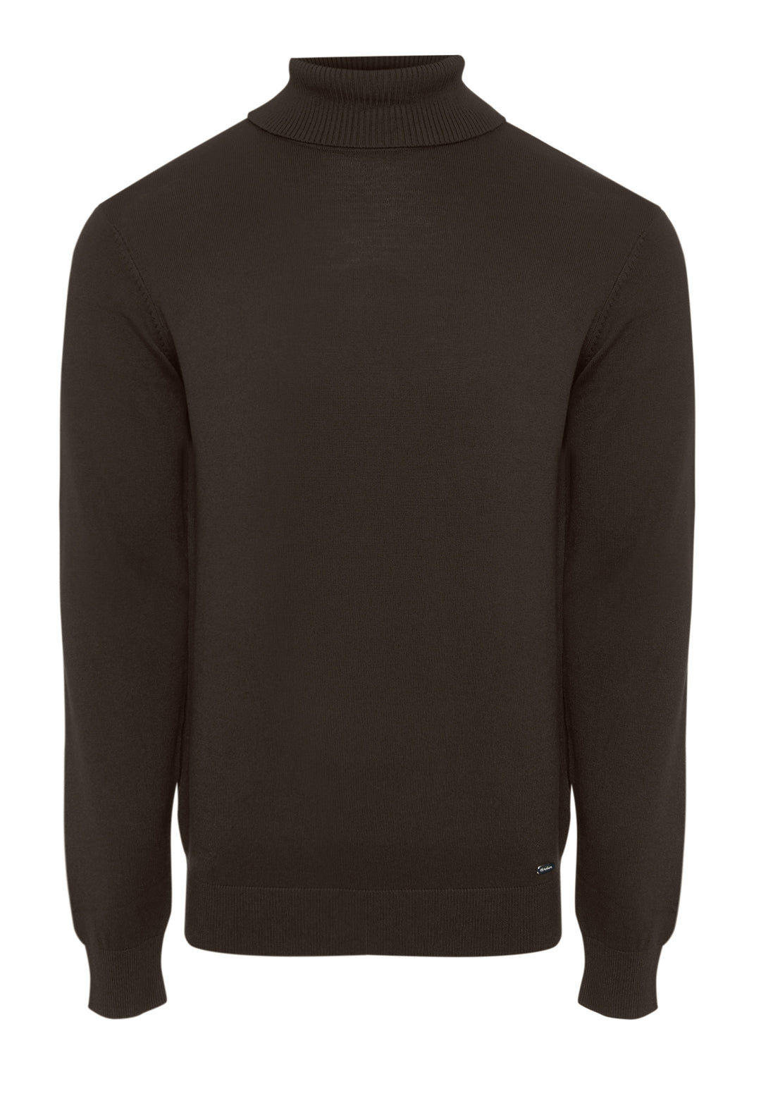 Threadbare Knitted Roll Neck Jumper in Brown - flat lay