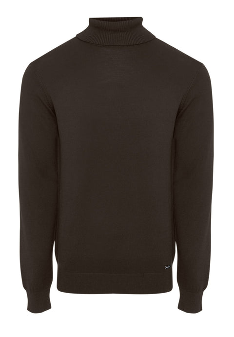 Threadbare Knitted Roll Neck Jumper in Brown - flat lay