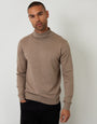 Knitted Roll Neck Jumper in Taupe