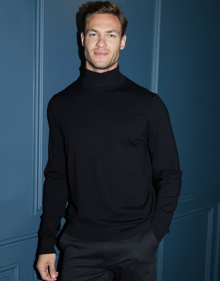 Black Knitted Roll Neck Jumper