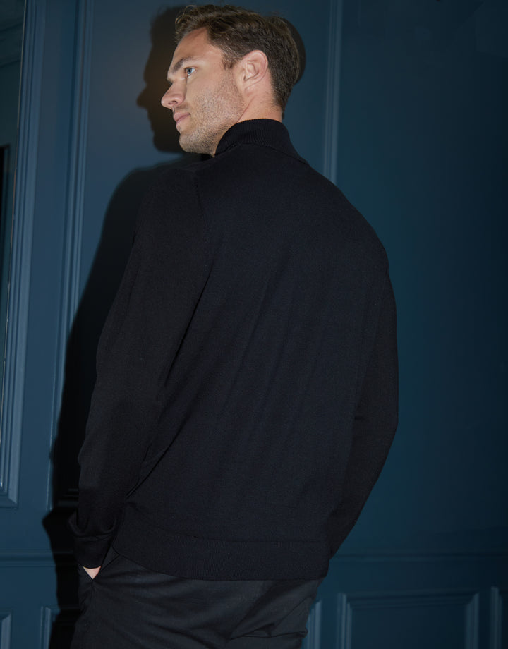 Black Knitted Roll Neck Jumper