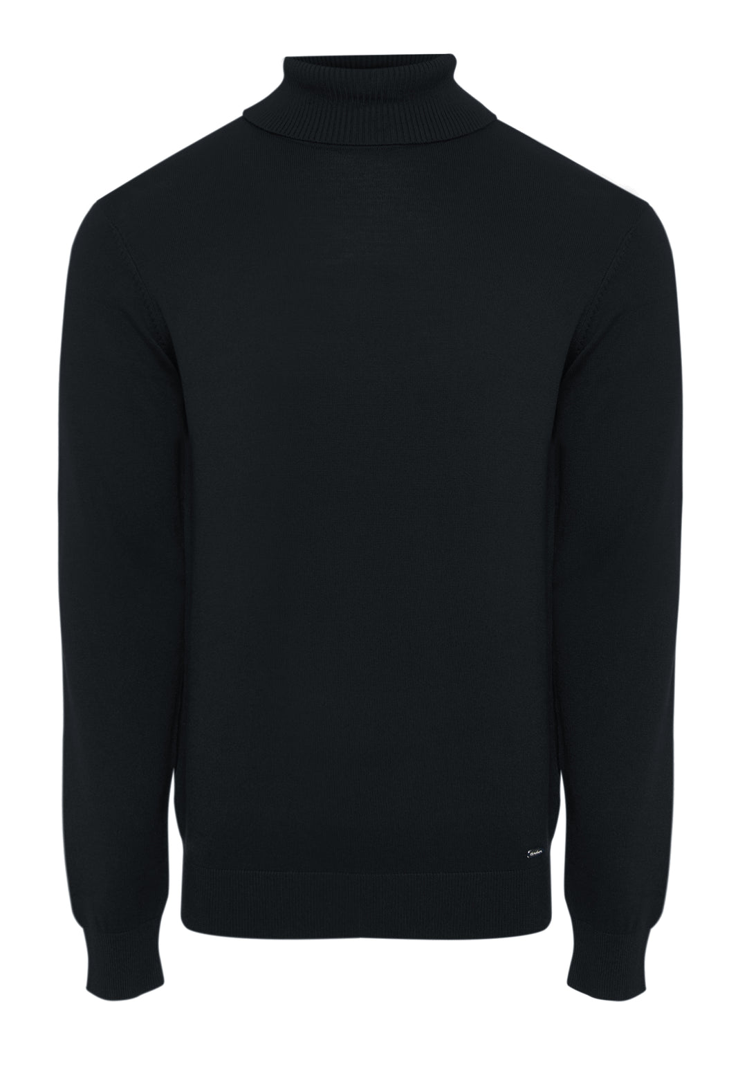 Threadbare Knitted Roll Neck Jumper in Black - flat lay
