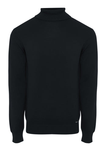 Threadbare Knitted Roll Neck Jumper in Black - flat lay