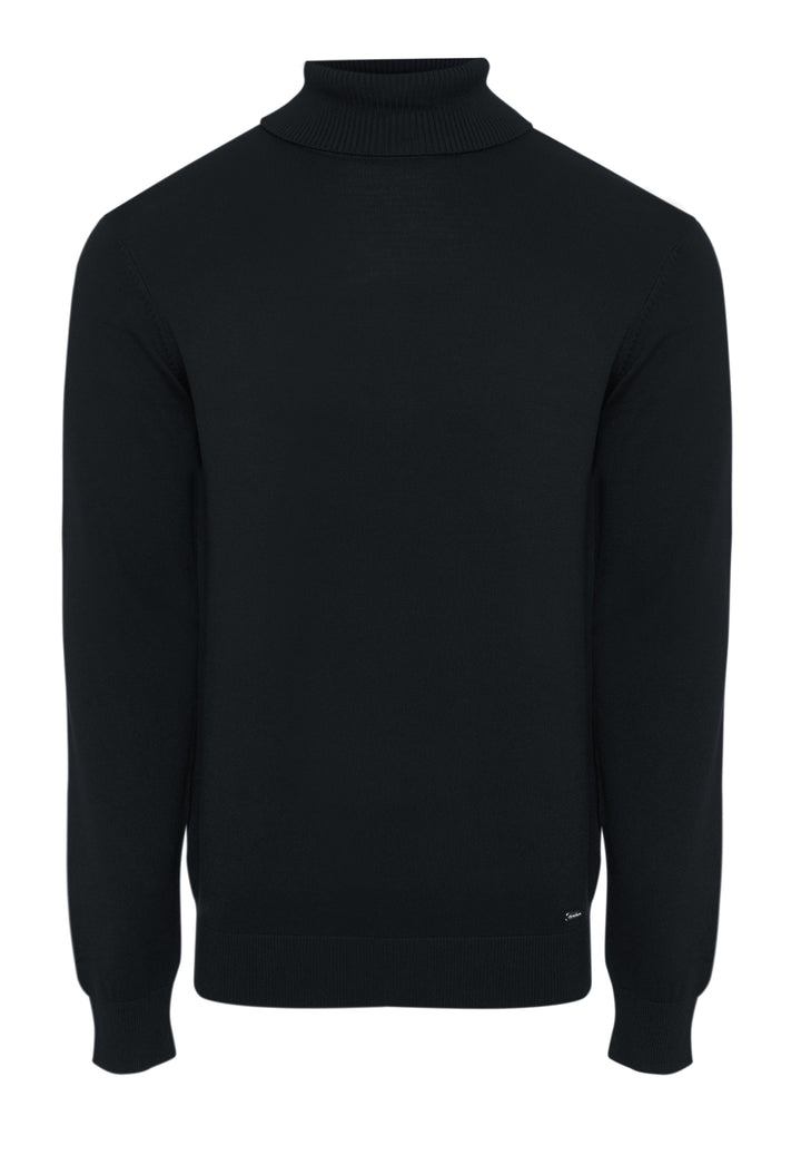 Threadbare Knitted Roll Neck Jumper in Black - flat lay