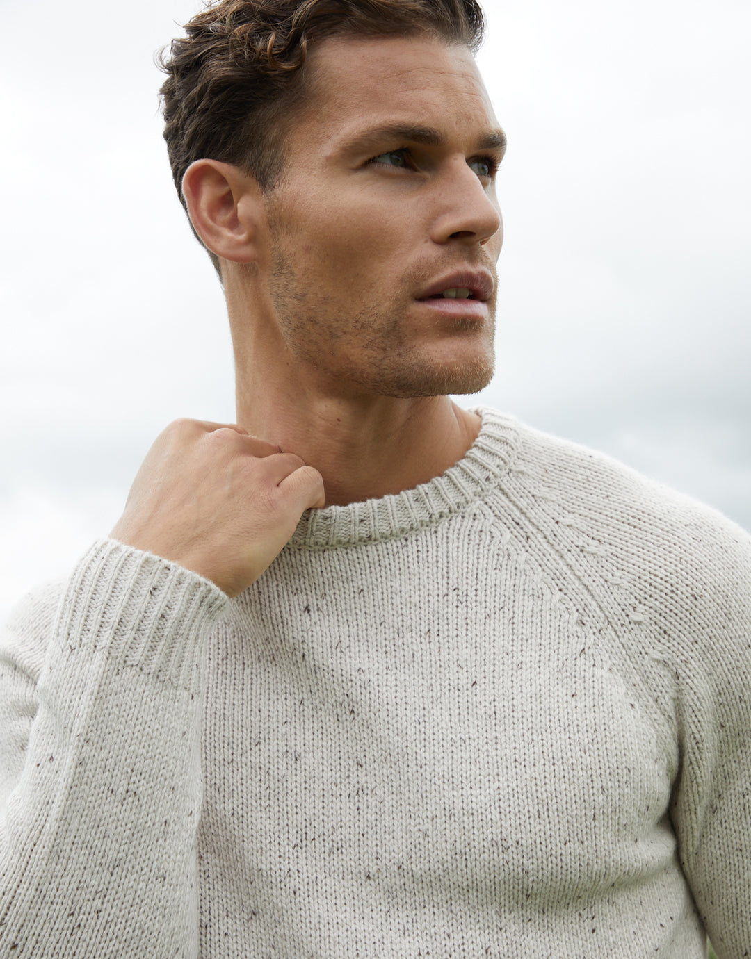 Ecru Knitted Raglan Sleeve Jumper