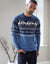 Blue Cable Knit Fairisle Crew Neck Christmas Jumper