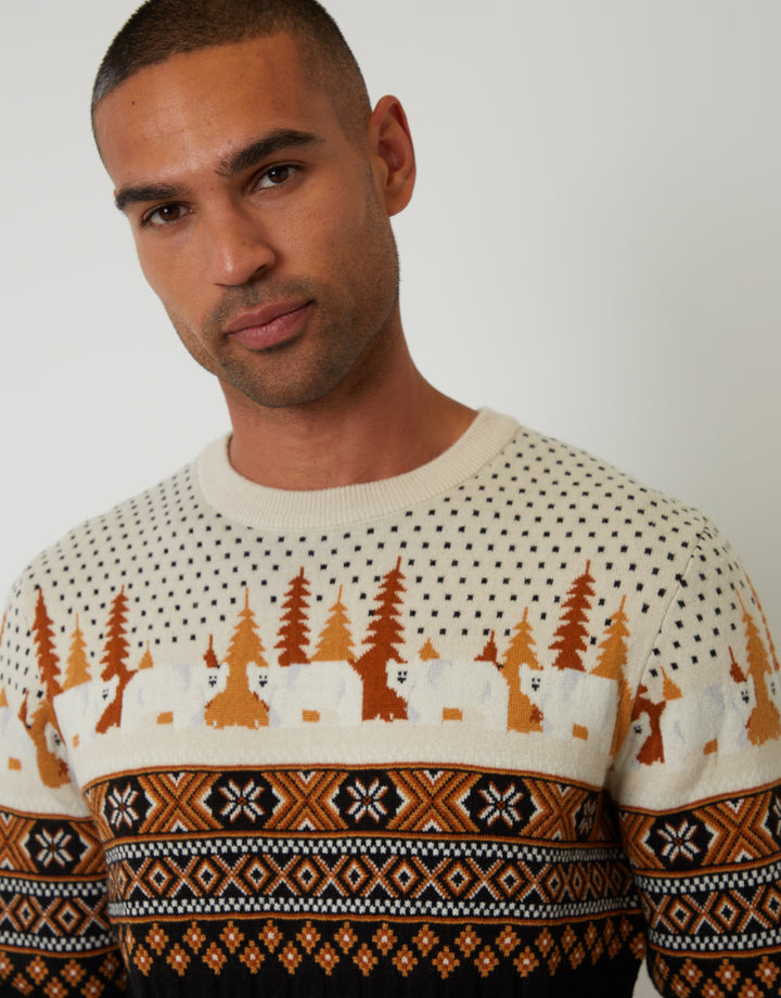 Black Cable Knit Fairisle Christmas Jumper