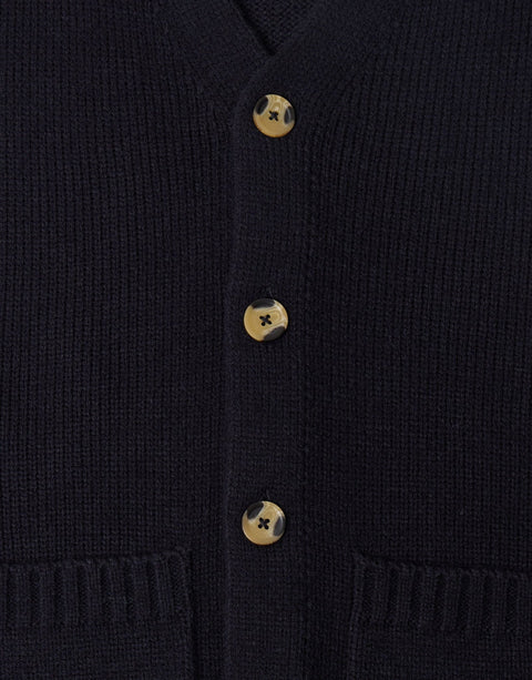 Threadbare Knitted V-Neck Cardigan in Navy - buttons detail