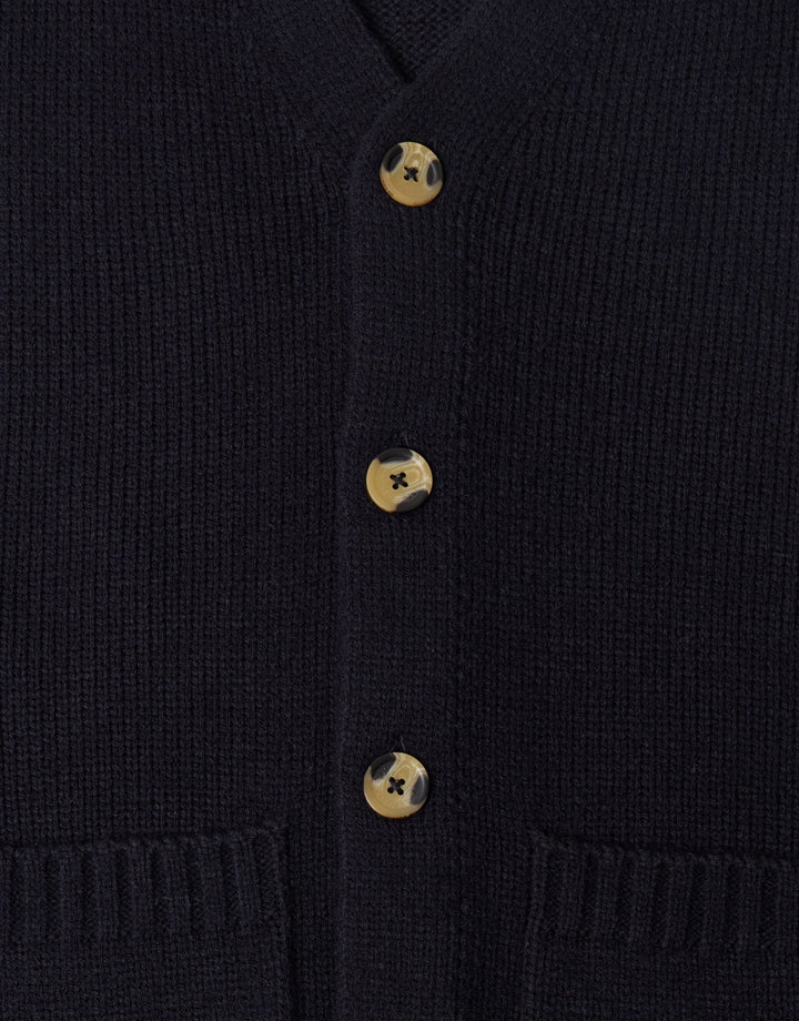 Threadbare Knitted V-Neck Cardigan in Navy - buttons detail