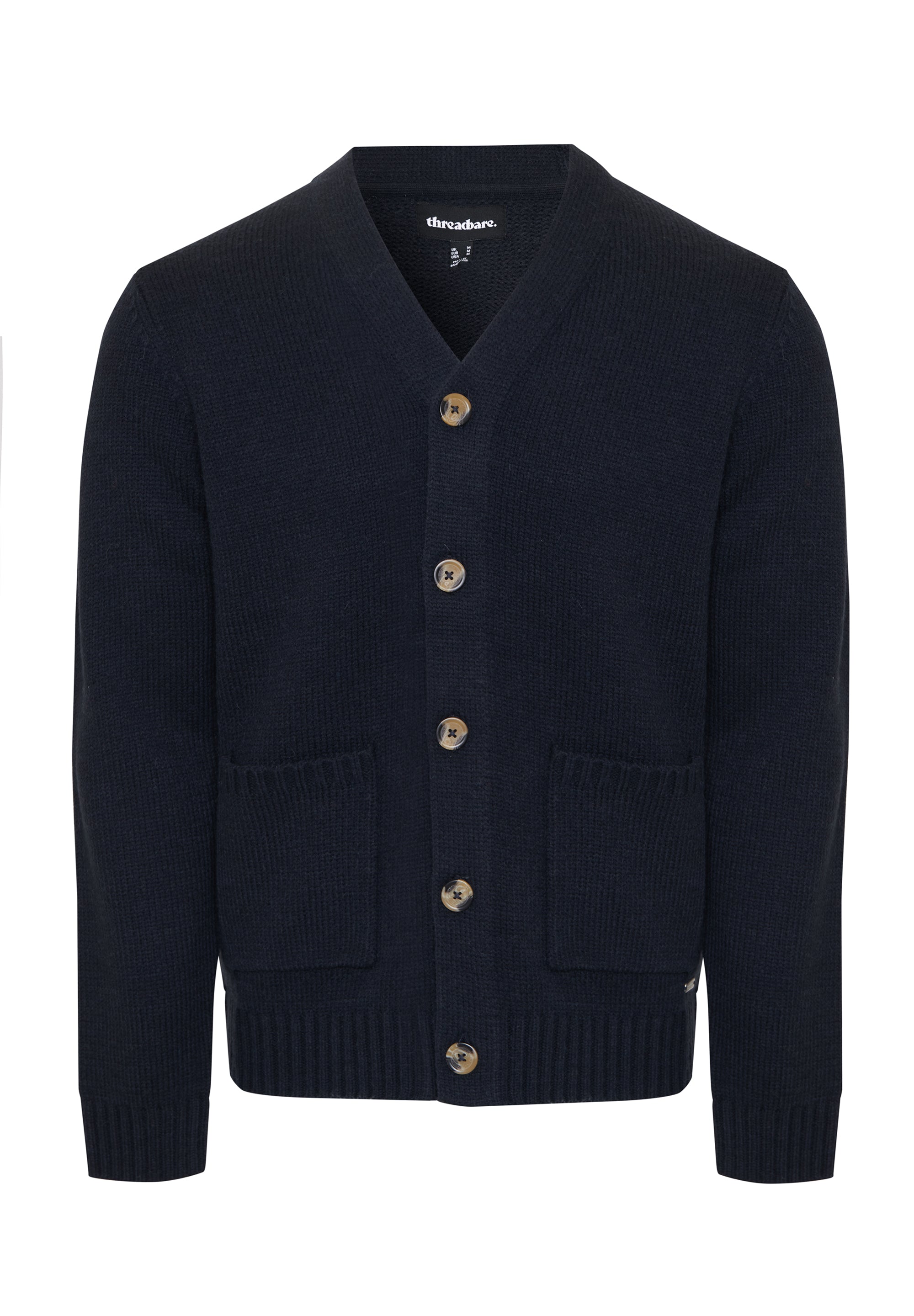 マルティニーク ♪ ダークネイビー Vネック ニット Threadbare Men's Navy Knitted V-Neck Cardigan