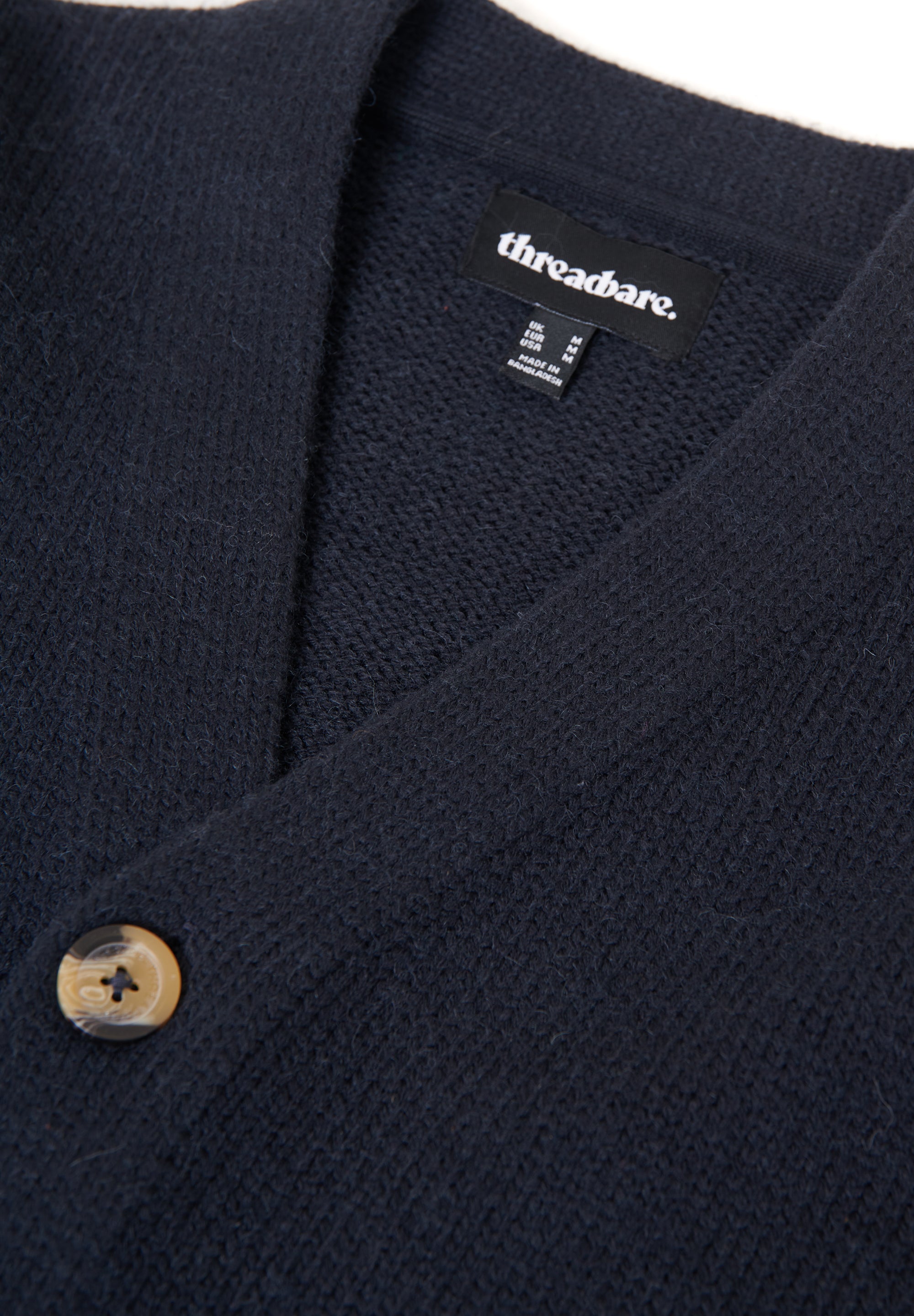 Threadbare Men's Navy Knitted V-Neck Cardigan