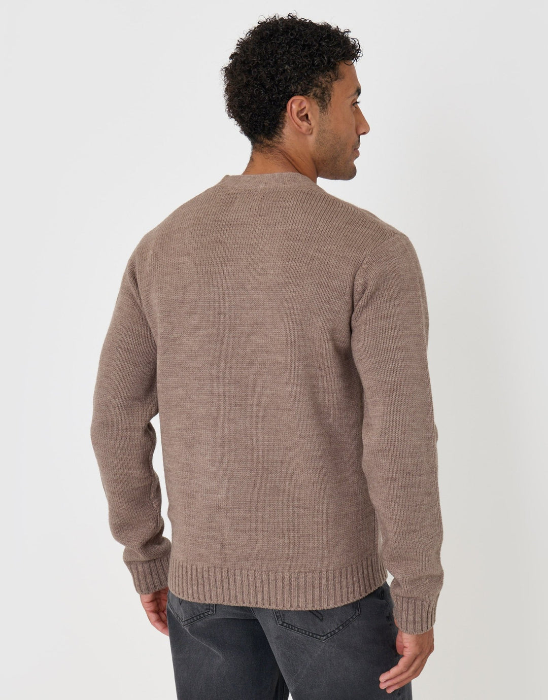 Threadbare Knitted V-Neck Cardigan in Cream - back view