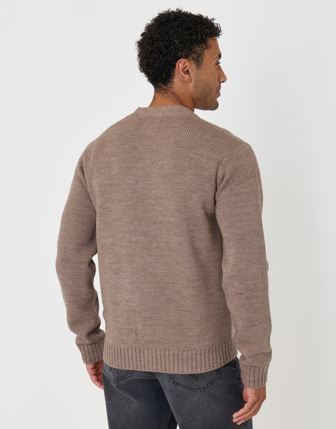 Threadbare Knitted V-Neck Cardigan in Cream - back view