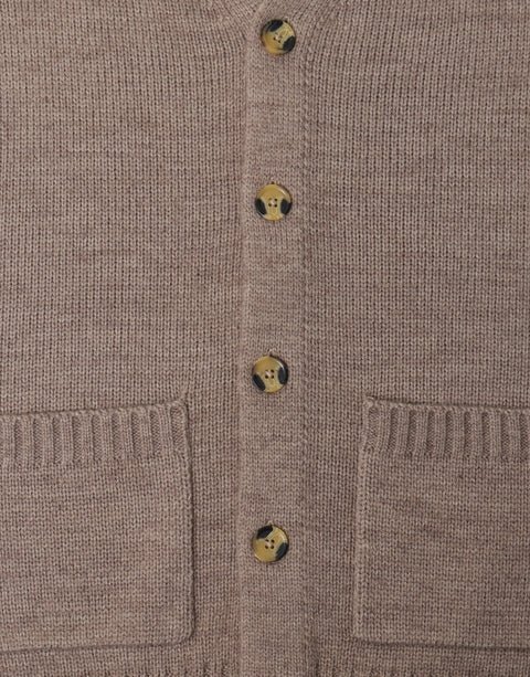 Threadbare Knitted V-Neck Cardigan in Cream - button detail