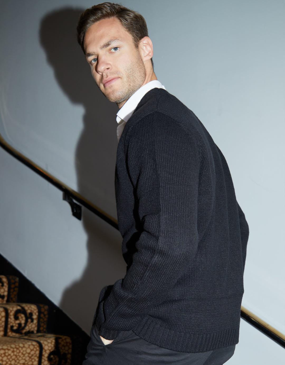 Black Knitted V-Neck Cardigan