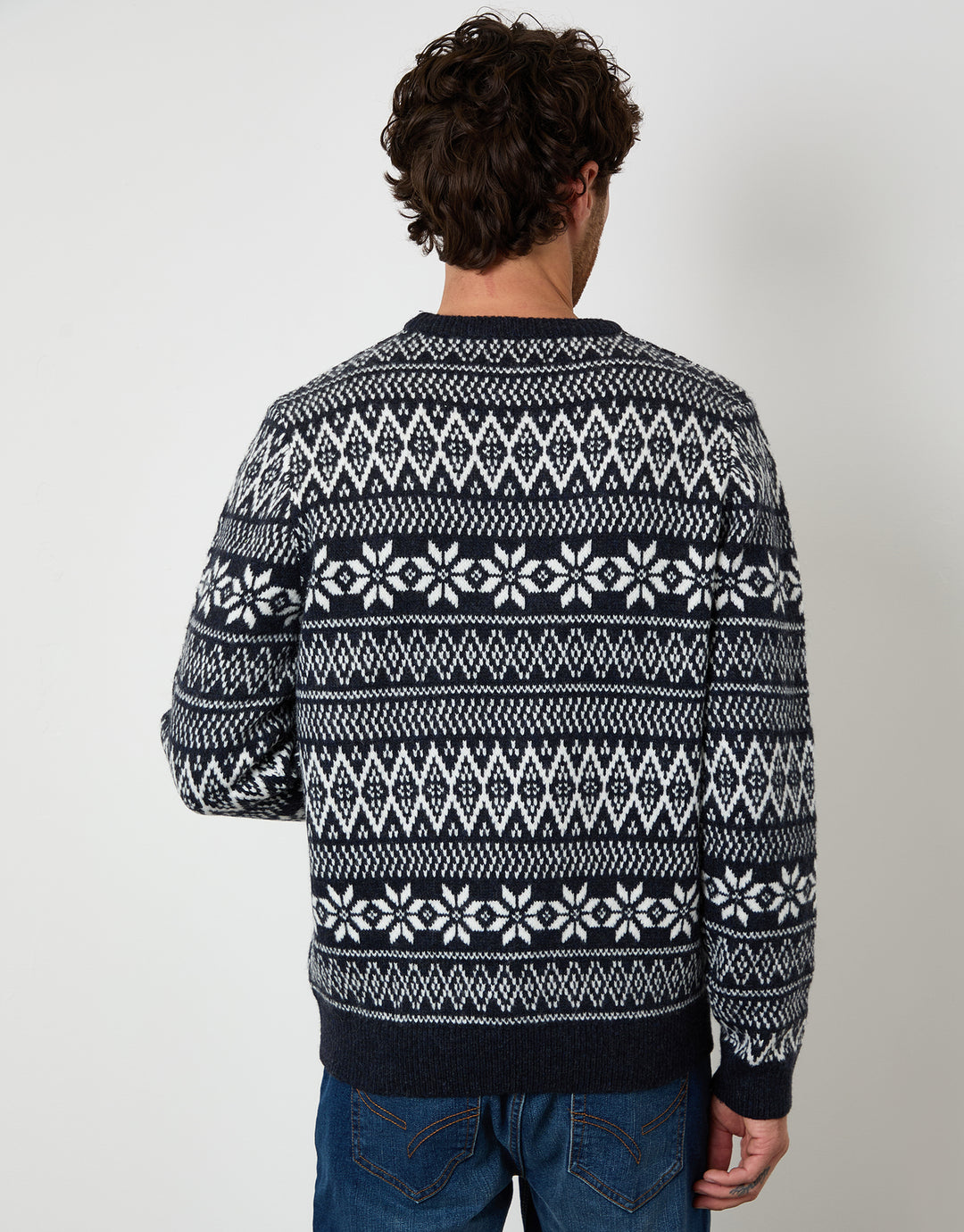 Navy Christmas Fairisle Crew Neck Jumper